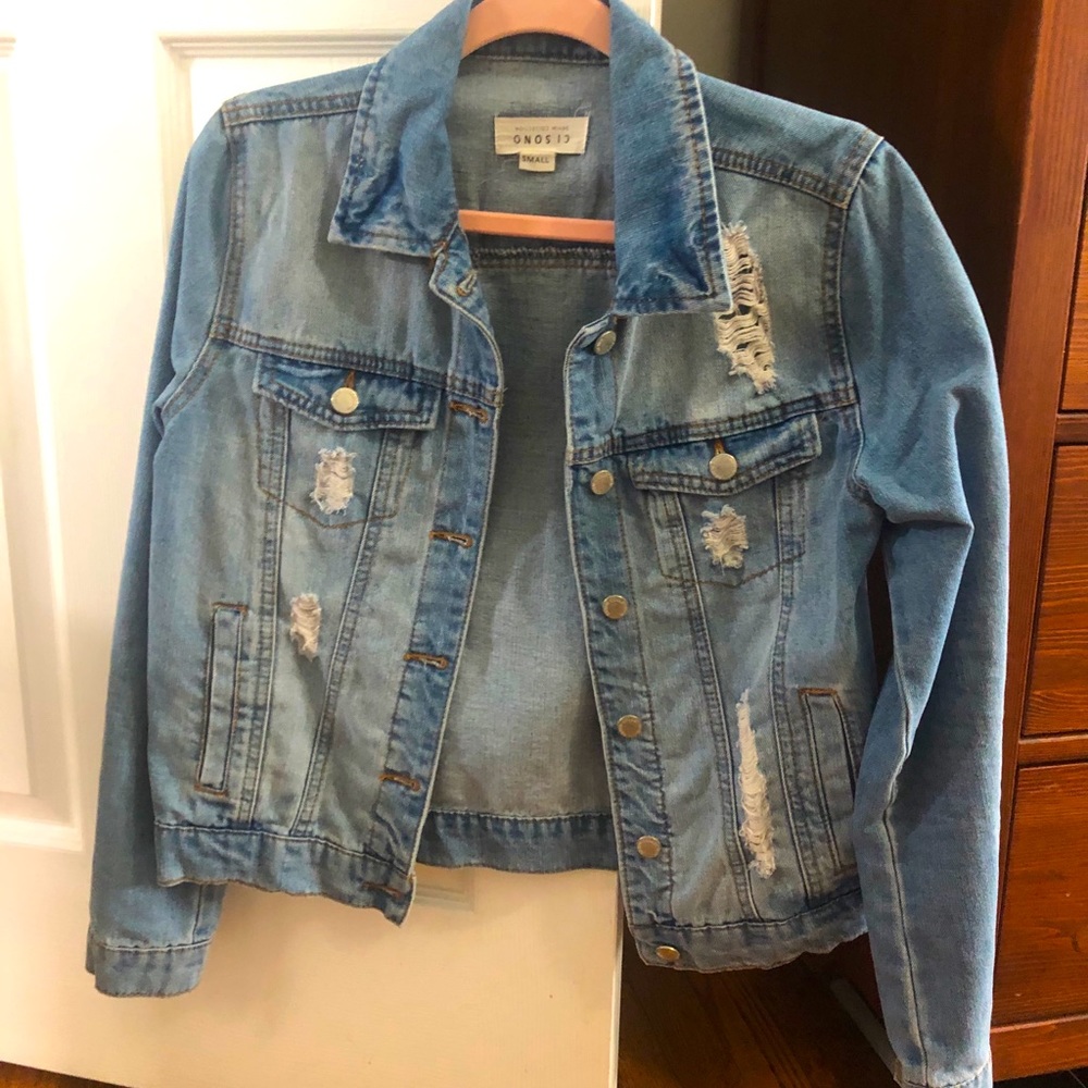 Distressed jean jacket